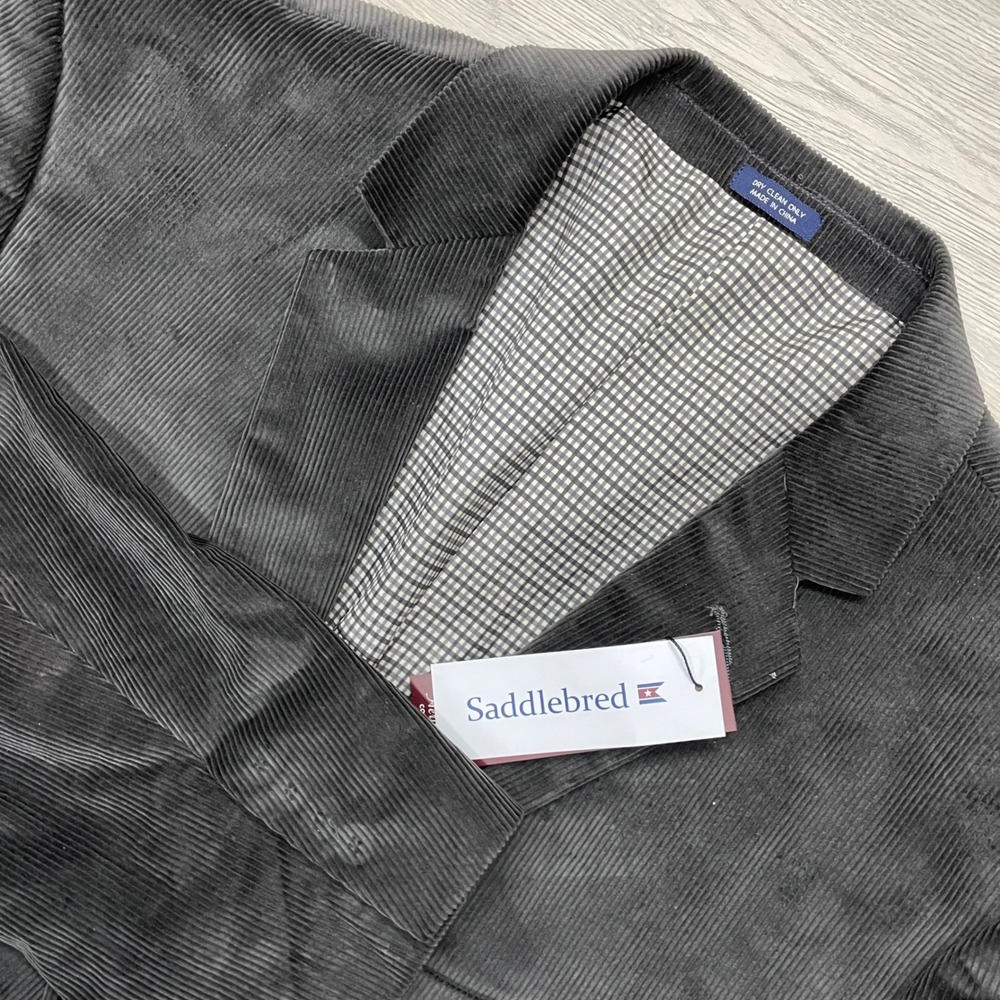 Saddlebred Sport Coat Mens 52R Dark Gray Corduroy Big & Tall B1998JB